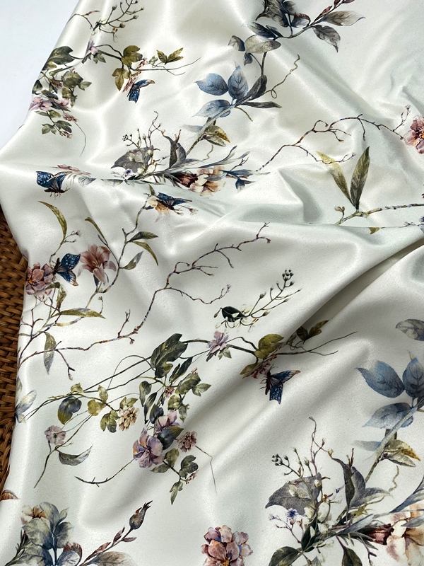 Xitong Textile 220gsm Custom Design Print Flower Spandex Soft Bridal Satin Fabric For Wedding Dress