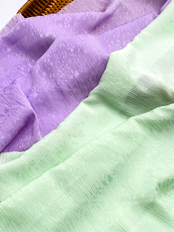 Muslim Custom Crepe Green And Purple No Moq Soft Chiffon Jacquard Flowers Fabric For Women Dress Or Kerchief Fabric