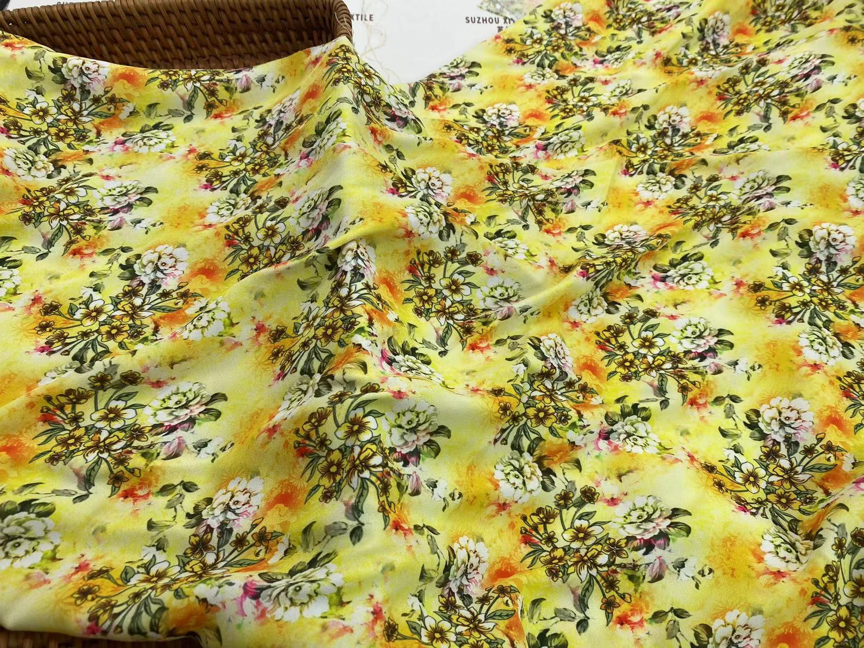 100% polyester soft breathable digital printing flowers chiffon fabric moss crepe fabric for children and women dress