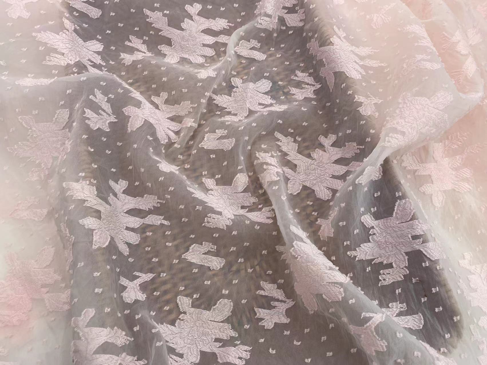 NEW ARRIVAL POLYESTER BEAUTIFUL CUT FLOWERS CHIFFON JACQUARD FABRIC FOR WOMEN DRESS