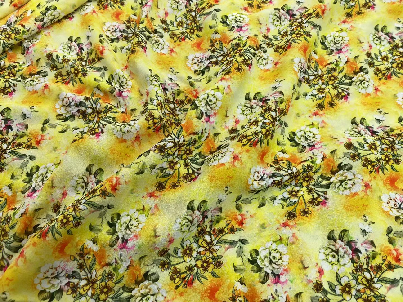 100% polyester soft breathable digital printing flowers chiffon fabric moss crepe fabric for children and women dress