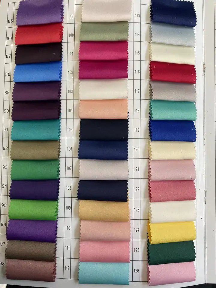 STOCK HIGH QUALITY LUXURY MULTI COLORS STIFF BRIDAL SATIN FABRIC FOR WEDDING DRESS