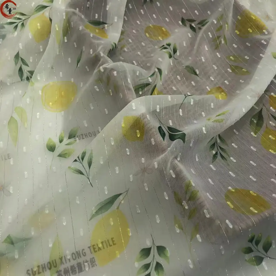 Printed lemon cut florals fabric for kids fabric chiffon decorative flowers for wedding and kids skirts