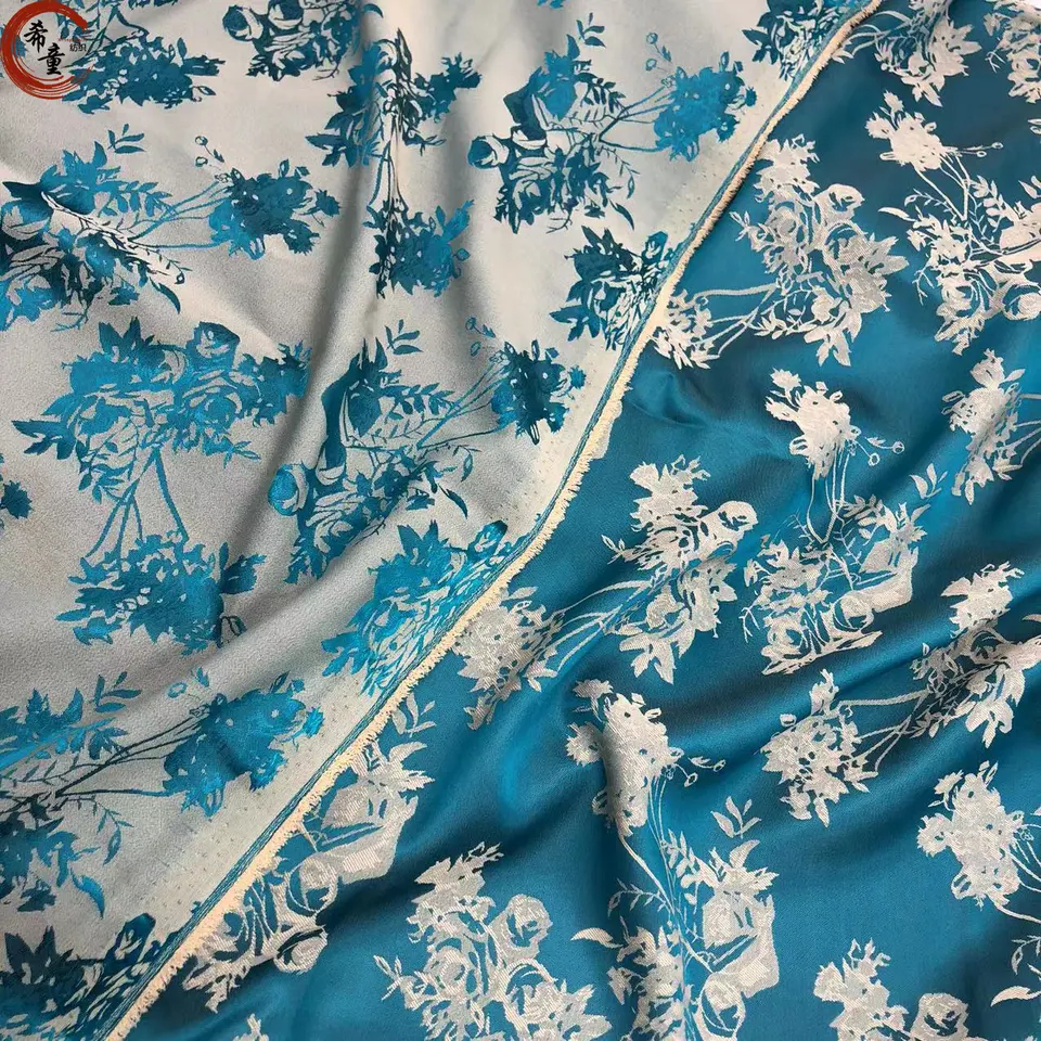 High quality soft hand feeling multi colors for choice satin jacquard fabric suitable for pajamas and women dress fabric