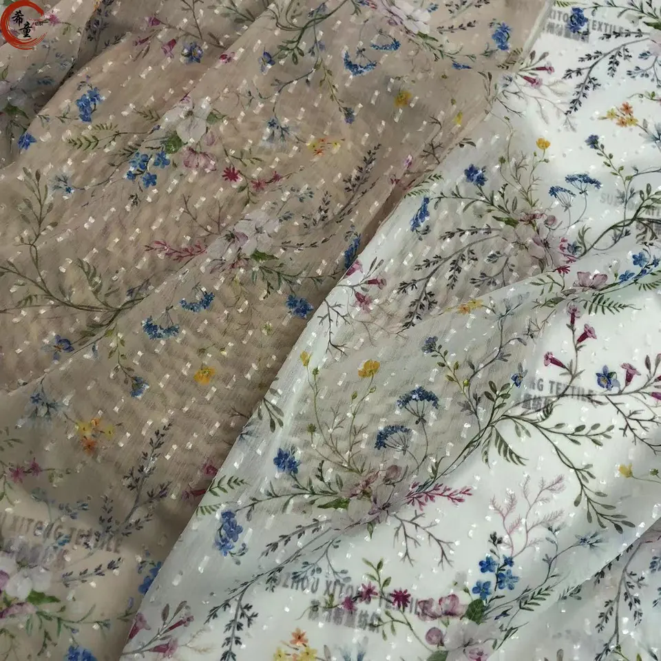 New design Southeast Asia style carved clipped cut flowers digital printing chiffon fabric for scarf or women dress garments