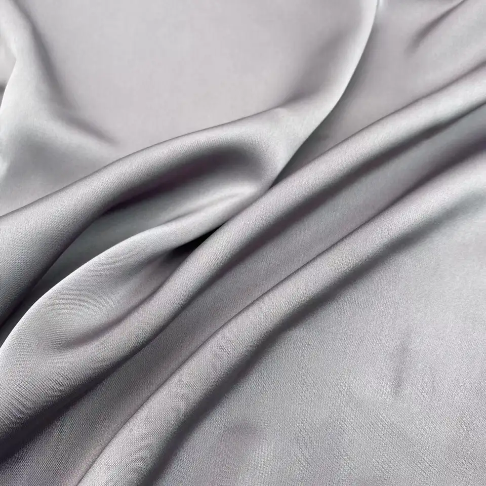 High quality cheap multi colors for choice polyester smooth shimmer solid color plain satin fabric for pajamas