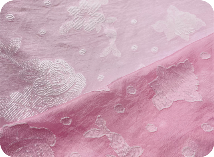 china fabric manufacture woven 100% polyester fabric flowers jacquard organza fabric for fashion lady's clothing dress