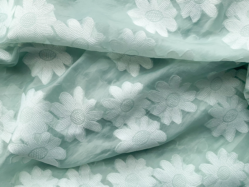 china fabric manufacture woven 100% polyester fabric flowers jacquard organza fabric for fashion lady's  dress