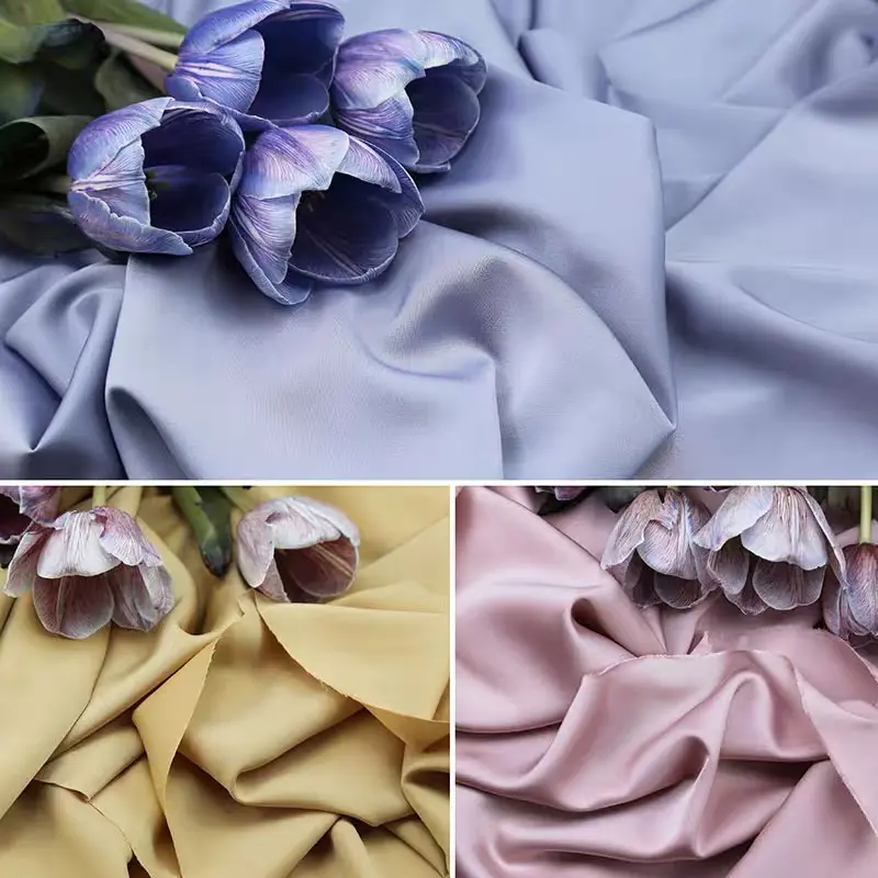 100% polyester ready goods for ship silk satin material women evening dress satin fabric for pajamas