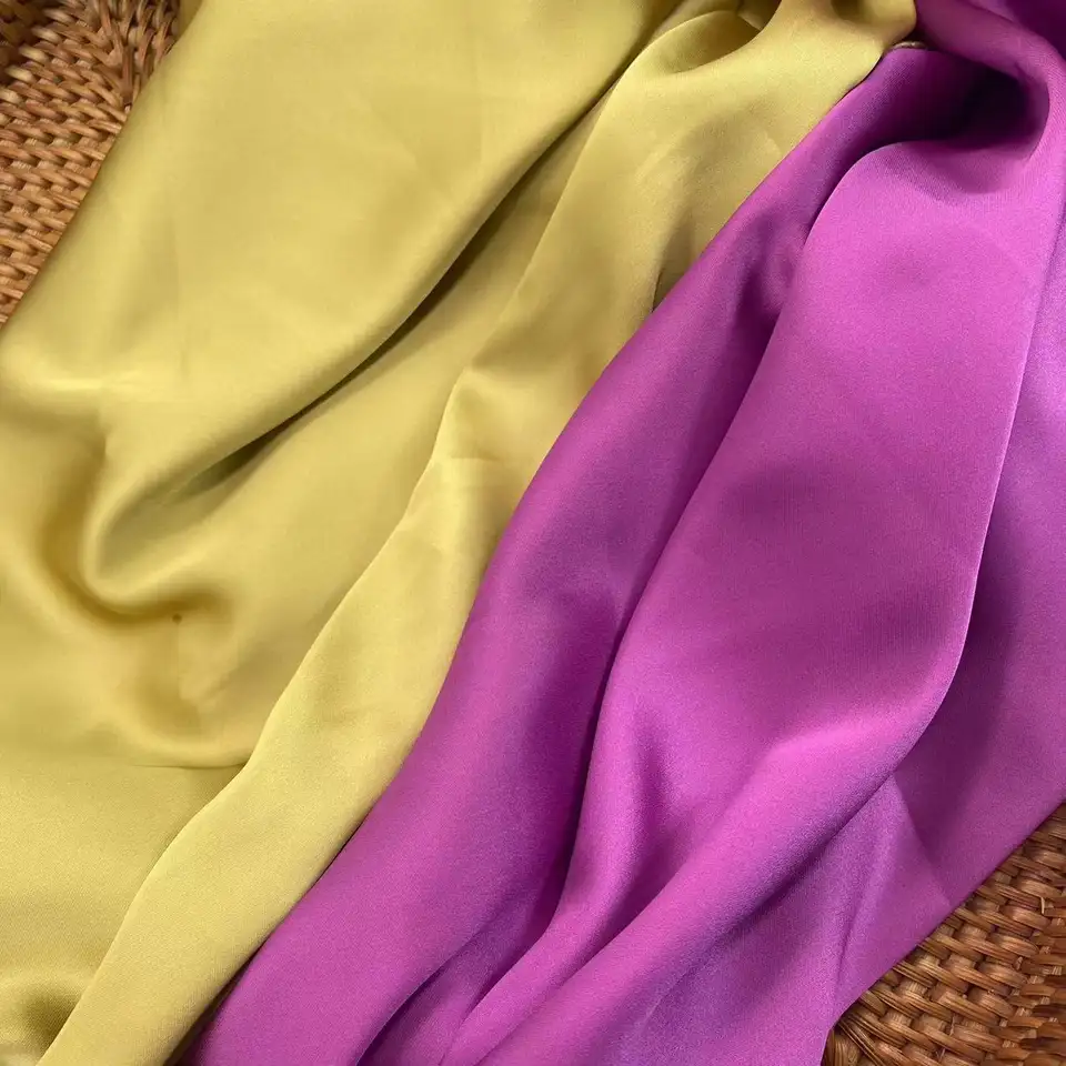 High Quality wholesale polyester solid color elegant dyed multi colors for choice rose satin fabric for women dress