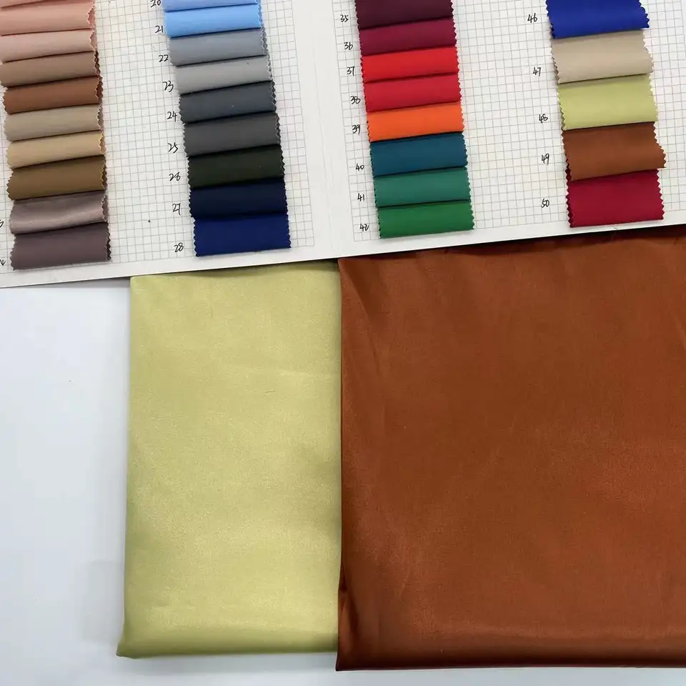 Wholesale polyester woven dyed elastic duchcess stretch matte color satin fabric for clothing