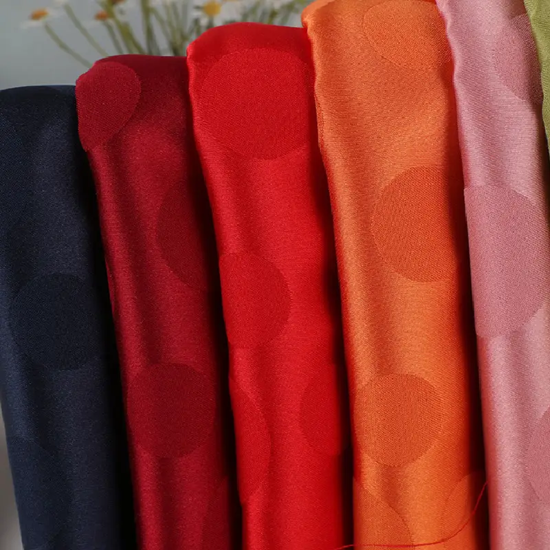 POLYESTER SMOOTH BREATHABLE SMALL AND BIG DOTS SATIN JACQUARD FABRIC FOR WOMEN PAJAMAS