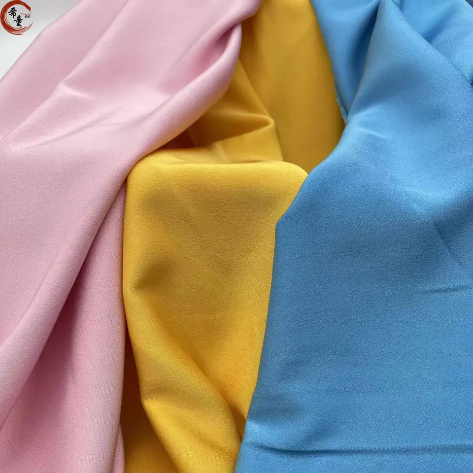 Wholesale Woven Spandex Solid color Super Soft French Indian Korean Vietnam Silk Italian Satin for women dresses fabric