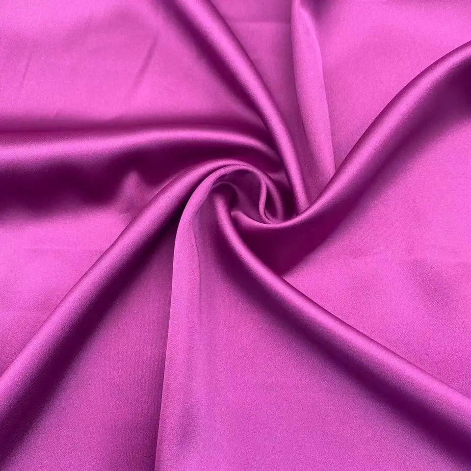 High Quality wholesale polyester solid color elegant dyed multi colors for choice rose satin fabric for women dress