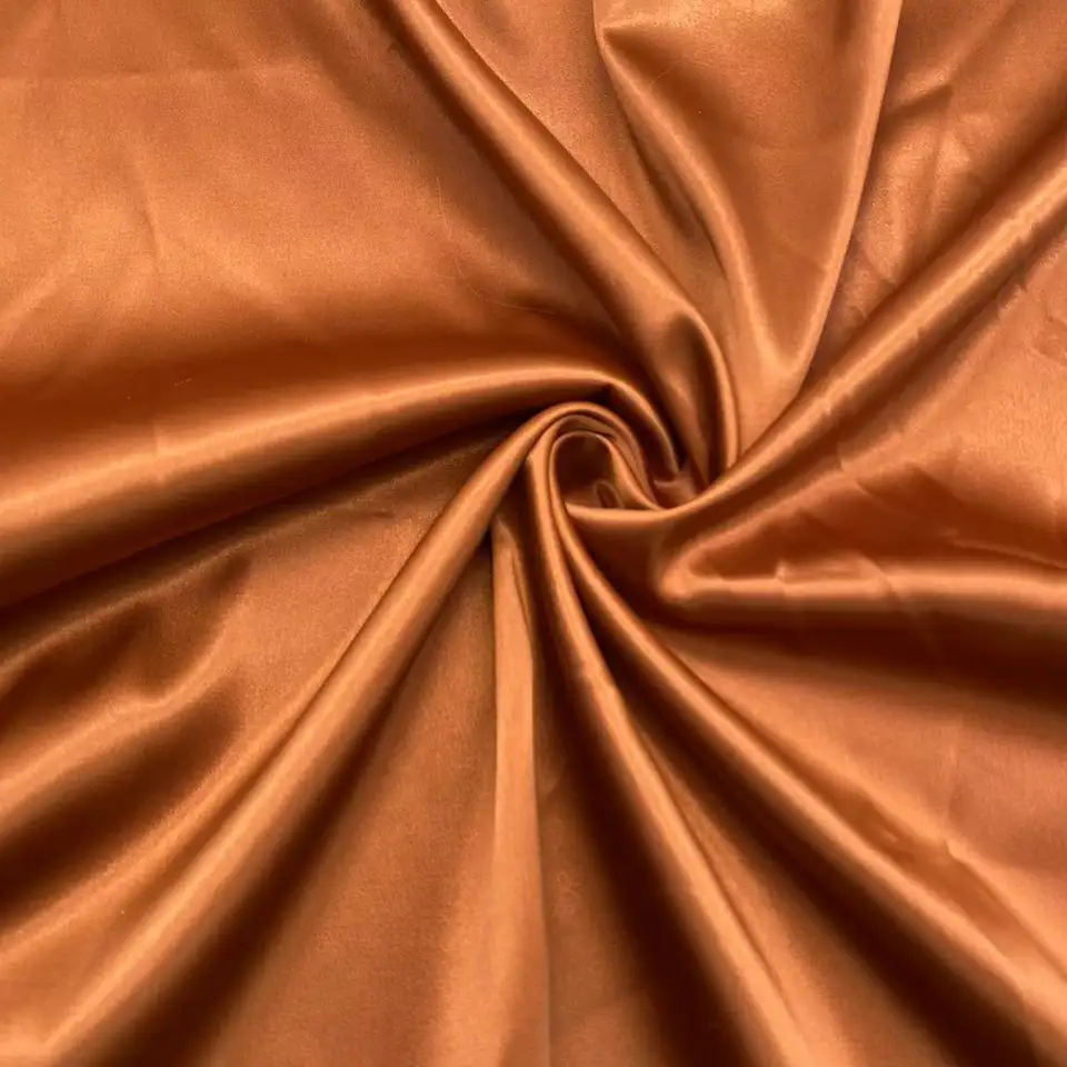 Wholesale polyester woven dyed elastic duchcess stretch matte color satin fabric for clothing