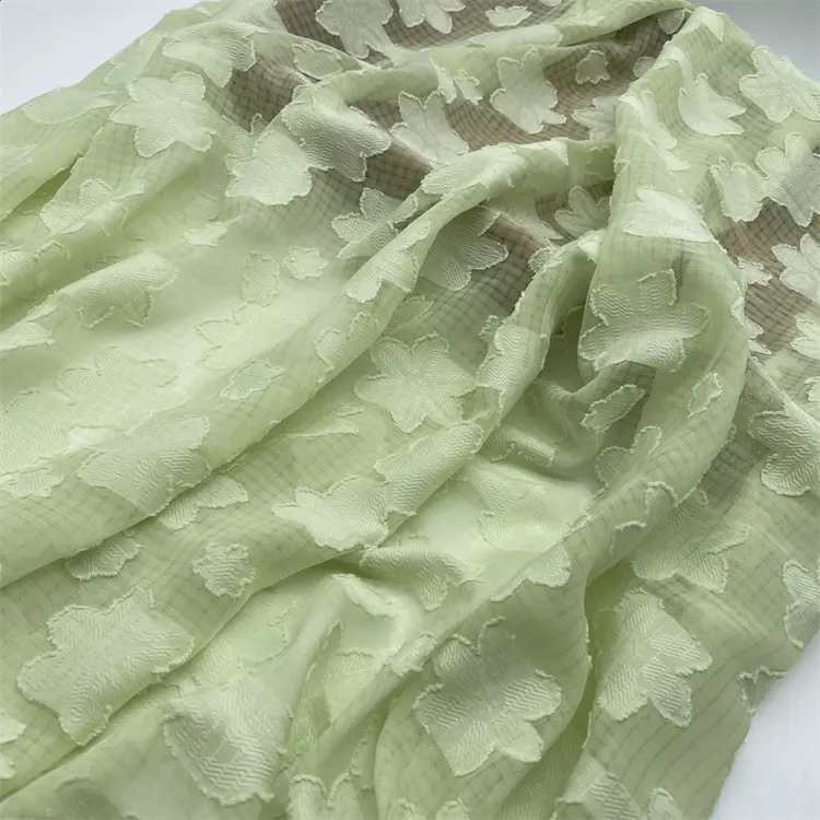 stock lot high popular Elegant and light cut flowers jacquard chiffon fabric for dress