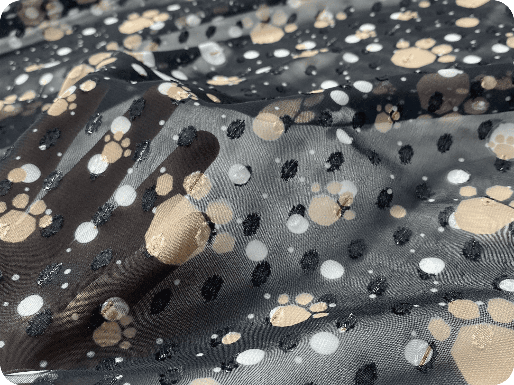 woven 100% polyester fabric metallic dot cat claw digital printed fabric chiffon clip dot jacquard chiffon fabric for skirt