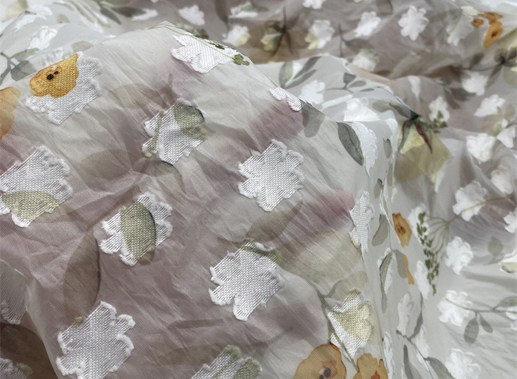 2020 SPRING COLLECTION FASHIONABLE BROCADE FLOWER ORGANZA JACQUARD PRINT FABRIC FOR DRESS