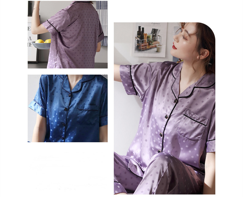 POLYESTER SMOOTH BREATHABLE SMALL AND BIG DOTS SATIN JACQUARD FABRIC FOR WOMEN PAJAMAS