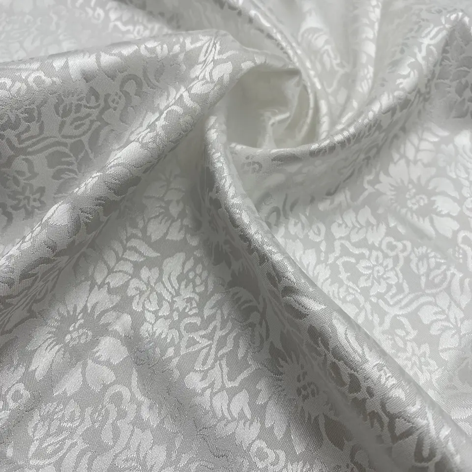 stocklot wholesale white jacquard satin material spandex chiffon satin fabrics for dress dress