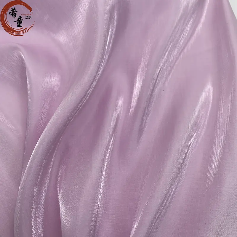 HIGH QUALITY 20d*50d 59GSM LIGHTWEIGHT FABRIC CLOTHING FABRIC SHINNY ORGANZA FABRIC FOR GARMENTS