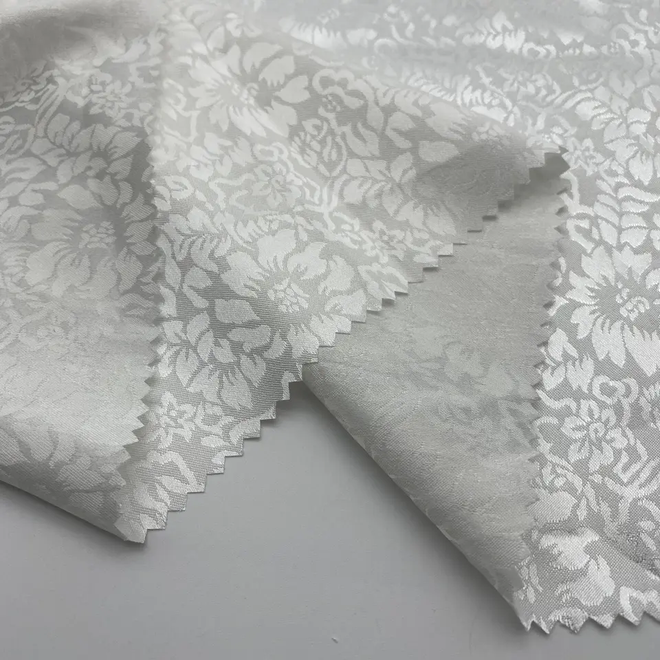 stocklot wholesale white jacquard satin material spandex chiffon satin fabrics for dress dress