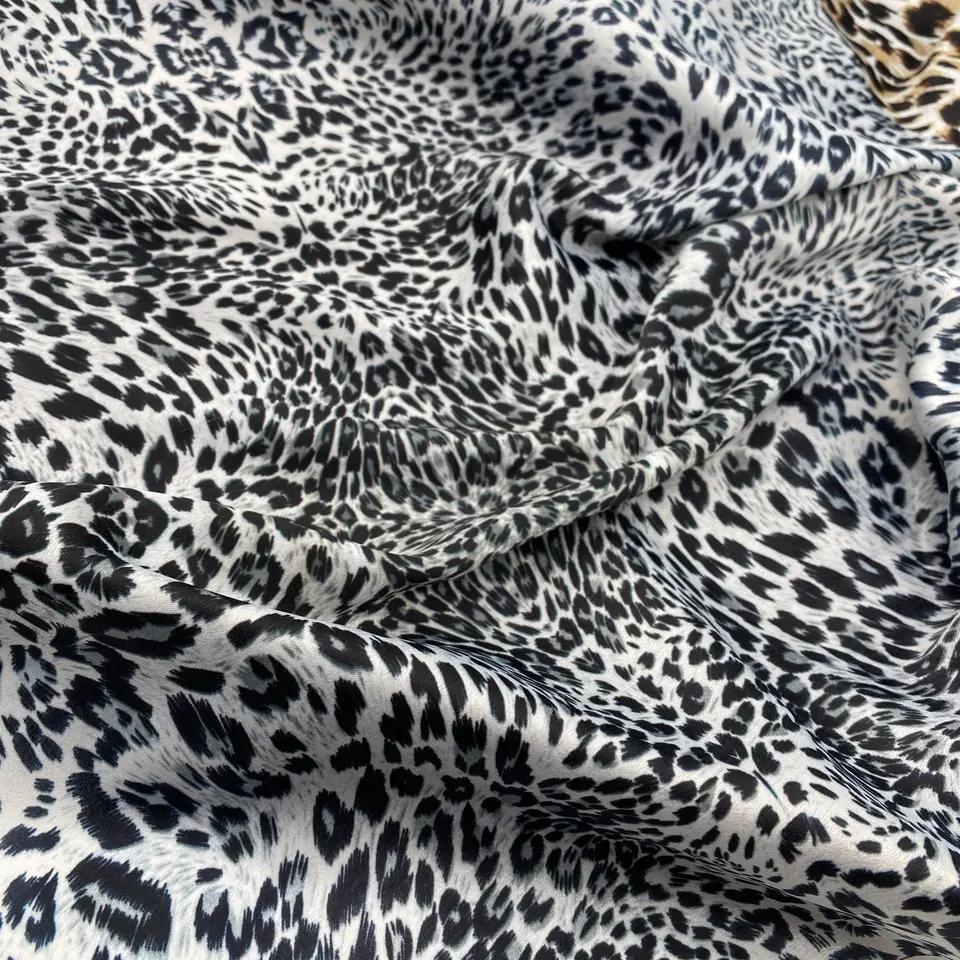 custom printed velvet spandex fabric soft satin fabric 100% polyester digital animal printing on satin fabric for clothing