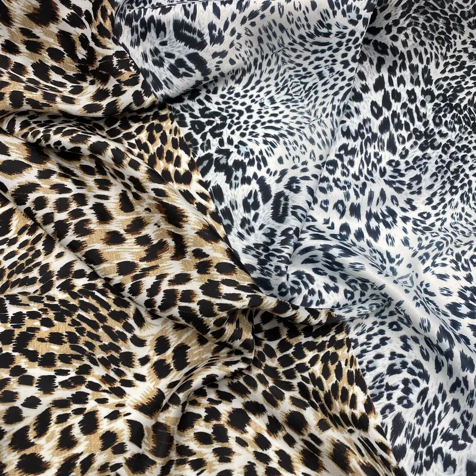 custom printed velvet spandex fabric soft satin fabric 100% polyester digital animal printing on satin fabric for clothing