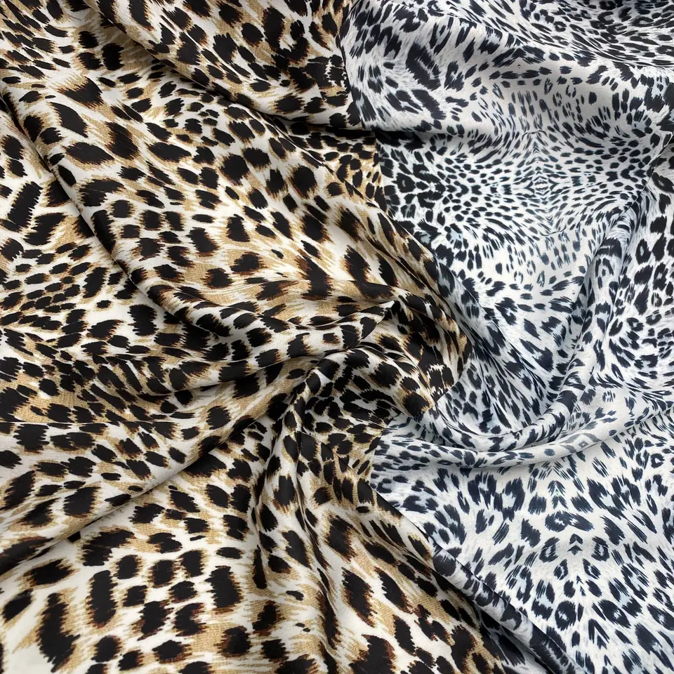 custom printed velvet spandex fabric soft satin fabric 100% polyester digital animal printing on satin fabric for clothing