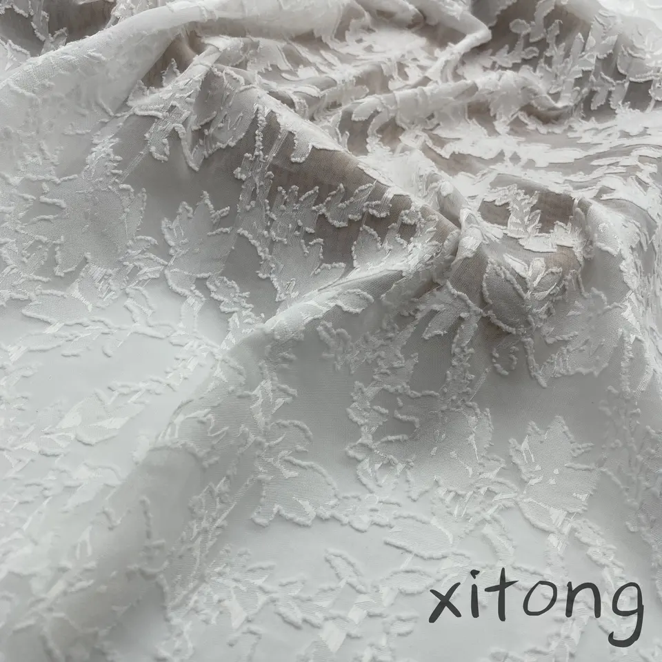 textile fabric suppliers 100% polyester woven dress fabric wholesale new design flower floral chiffon jacquard farbrics