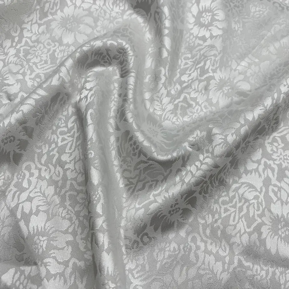 stocklot wholesale white jacquard satin material spandex chiffon satin fabrics for dress dress