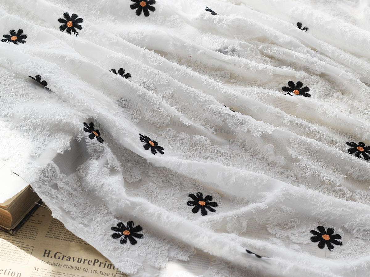 Custom design all over fabric chiffon decorative flowers for wedding georgette chiffon fabric