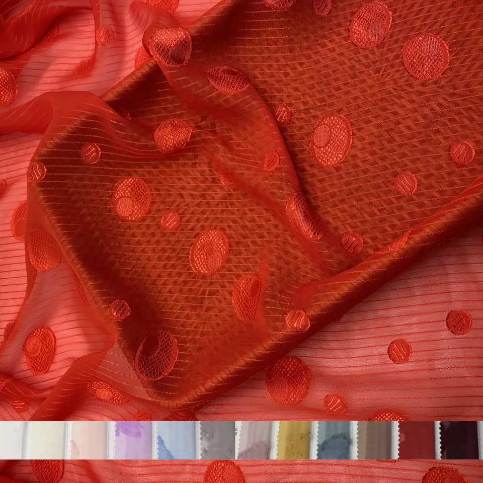 dress material CHIFFON wholesale FABRIC dot jacquard with strip 100%Polyester fiber chiffon fabric for Women's dress