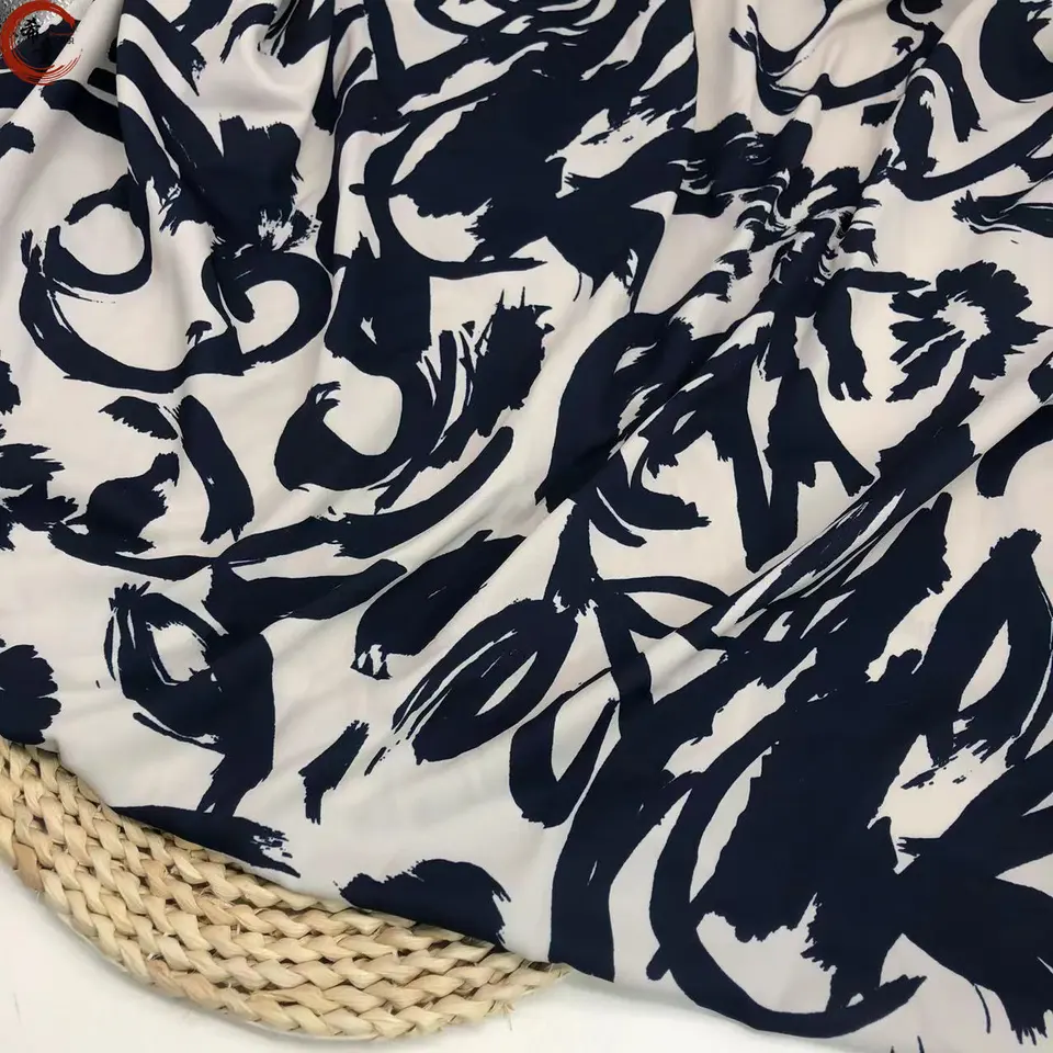 High-end best quality soft hand feeling polyester floral printed satin Cavalry incline fabric for dress or shirts fabric