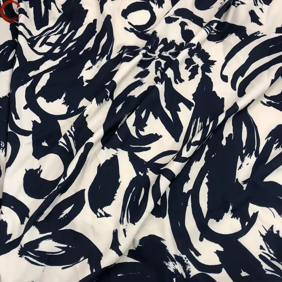 High-end best quality soft hand feeling polyester floral printed satin Cavalry incline fabric for dress or shirts fabric