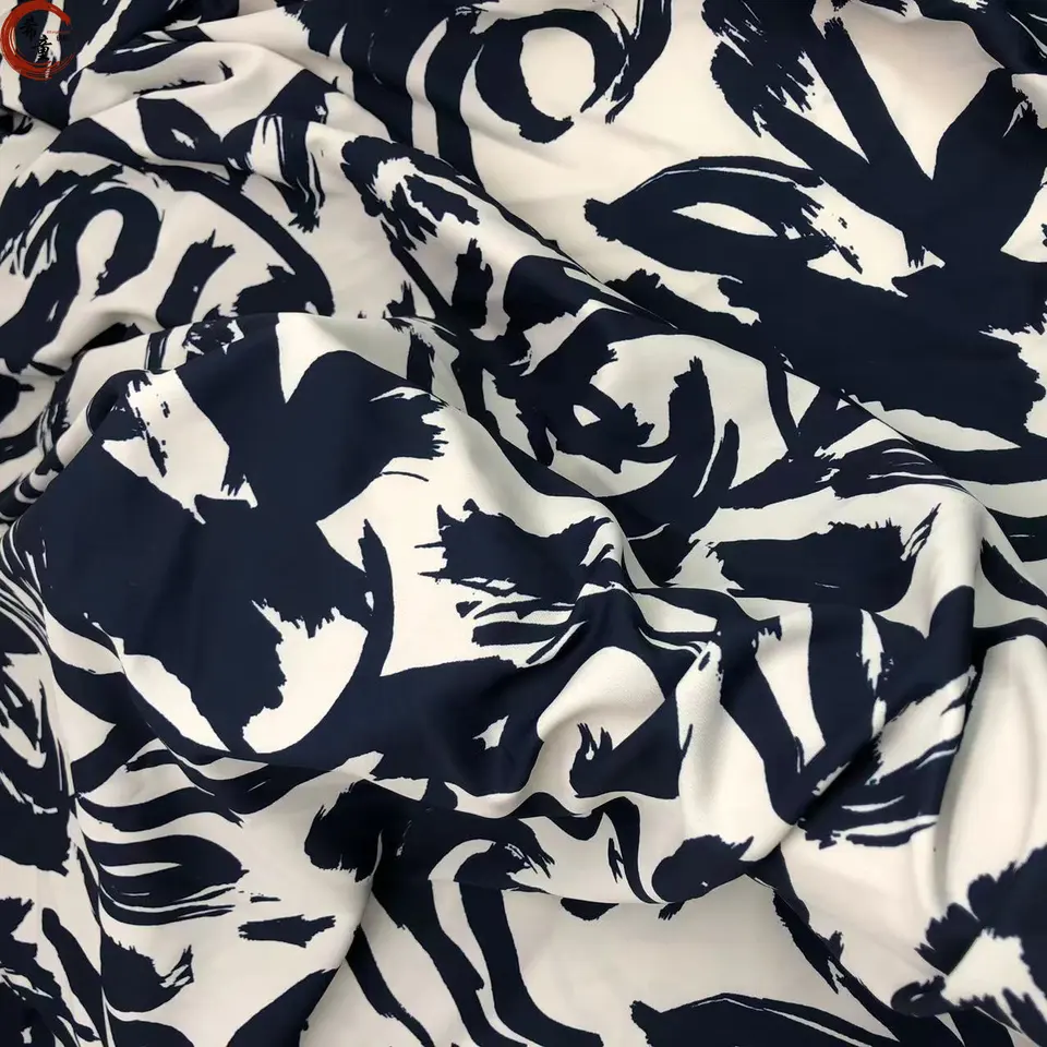 High-end best quality soft hand feeling polyester floral printed satin Cavalry incline fabric for dress or shirts fabric