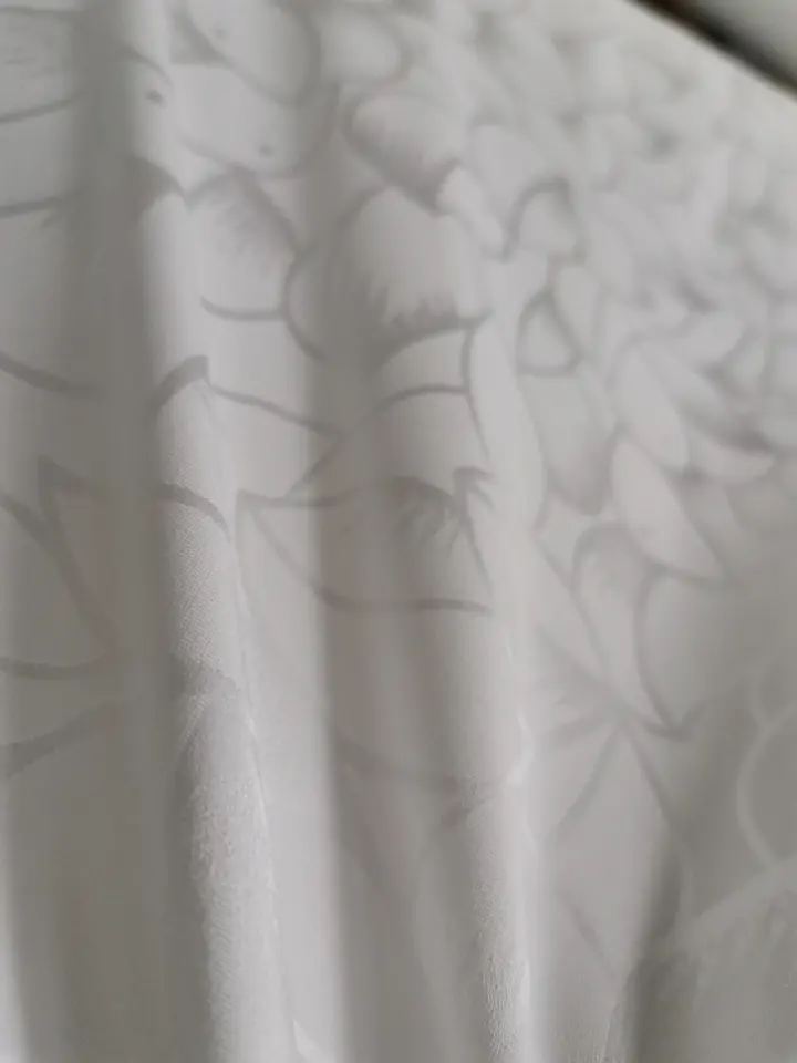 Wholesale 100% polyester fish pattern white jacquard satin material fabric for wedding dress fabric