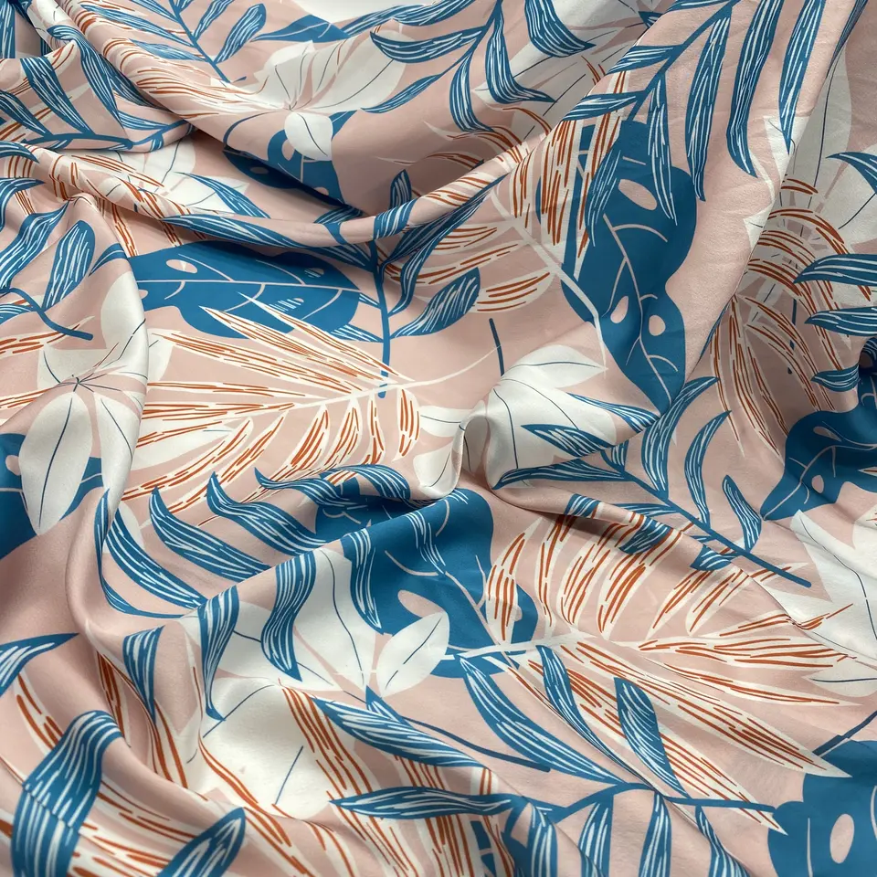 woven textile 100% polyester fabric wholesale new design of large flower digital printing crepe satin fabric for garments dress