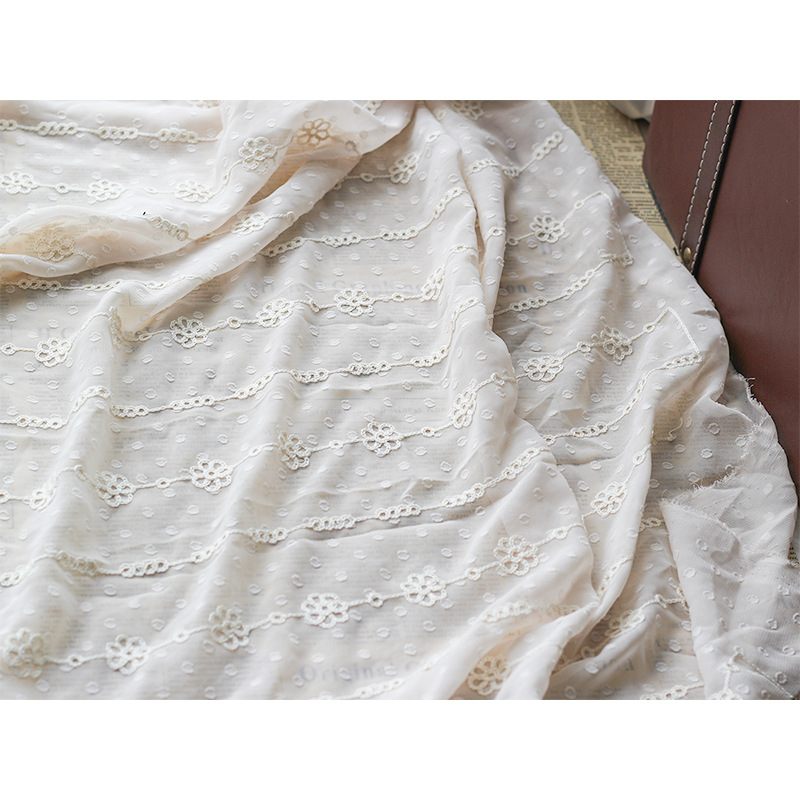 high quality 100%polyester dot jacquard embroidery style chiffon jacquard embroidery fabric for dress