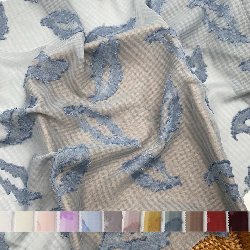 2021 summer fabric woven 100 polyester Apparel fabric jacquard chiffon fabric by the yard for Women's shaw