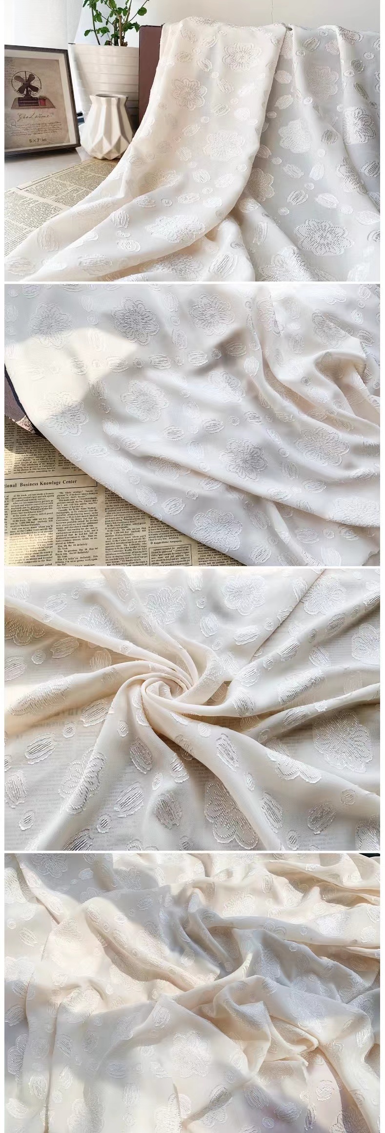 suppliers 100% polyester SPH Stretch fabric clipped chiffon wholesale jacquard chiffon for dress