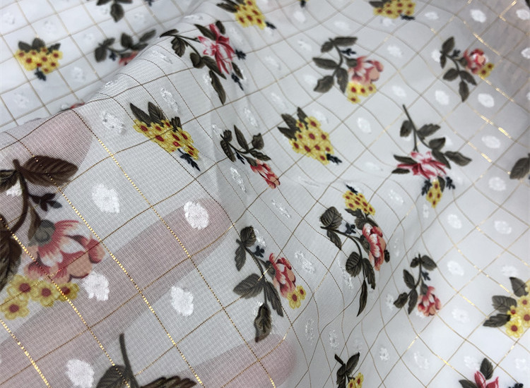 New design 100% polyester print flower cut flower plain chiffon fabric with good hand feel for skirt or dress