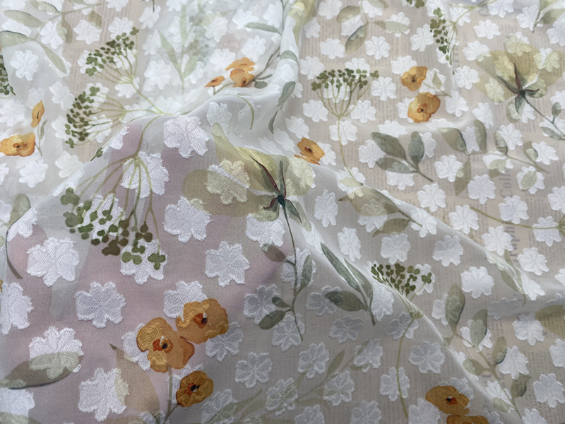 100% polyester Floral jacquard chiffon fabric beautiful design for lady's dress fabric materials for dress making chiffon dress