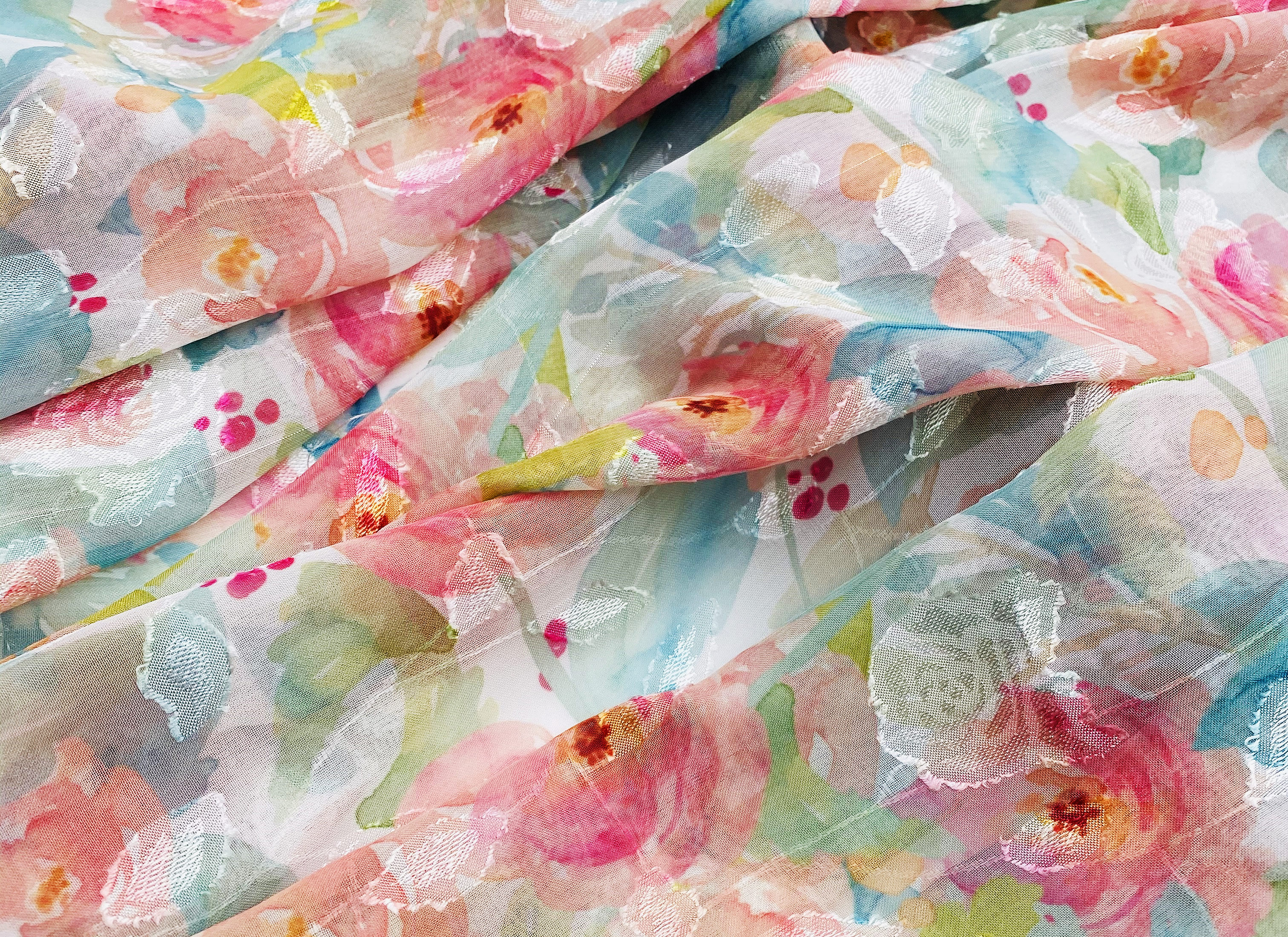 XITONG TEXTILE New spring and summer floral print fabric wholesale stocklot flower chiffon jacquard fabrics for dress