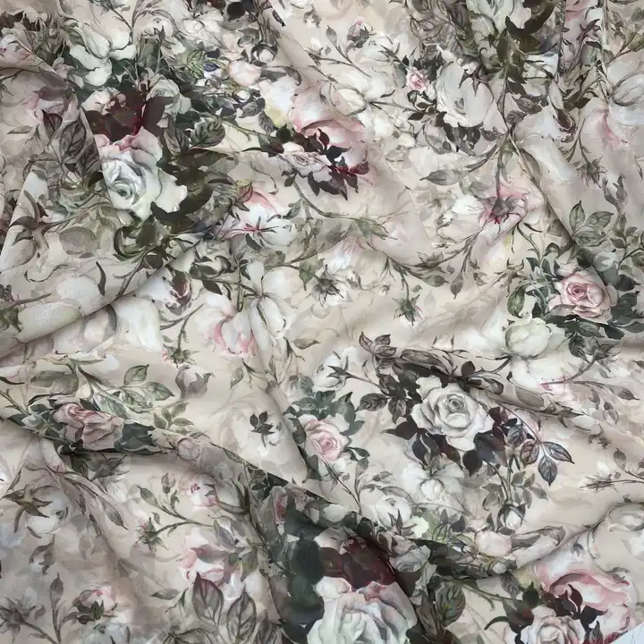 100% Printed POLYESTER TEXTILE FABRIC Fashion Pearl For Ladies High Quality Digital Printed Polyester Chiffon Fabric