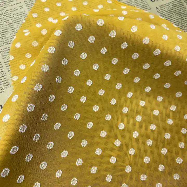 NEW DESIGN available CATION POLAKA DOT CHIFFON JACQUARD FABRIC FOR DRESS