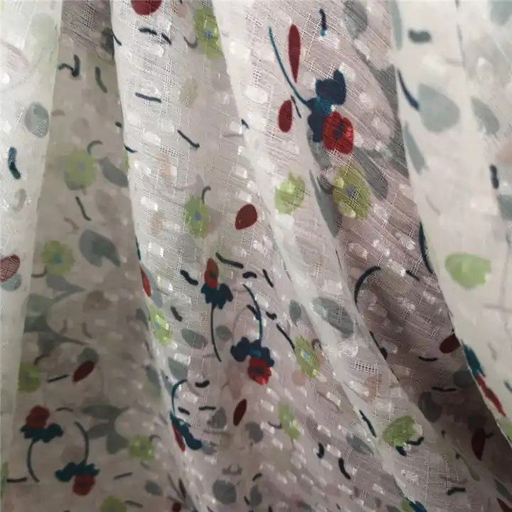 New designs high quality printing polaka dot chiffon jacquard fabric for dress