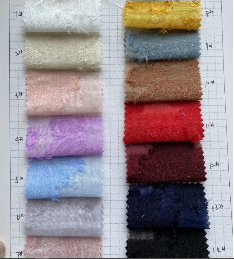 fabric suppliers 100% polyester woven apparel fabric clipping flower chiffon jacquard polyester fabric for women dress