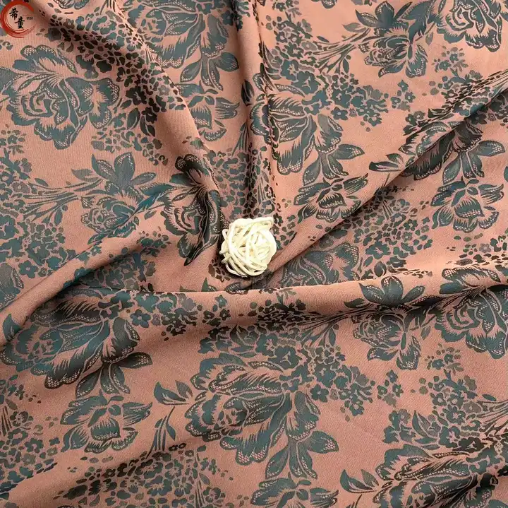 New arrival woven polyester double-sided soft cationic satin jacquard fabric for pajamas shirts or women dress making.