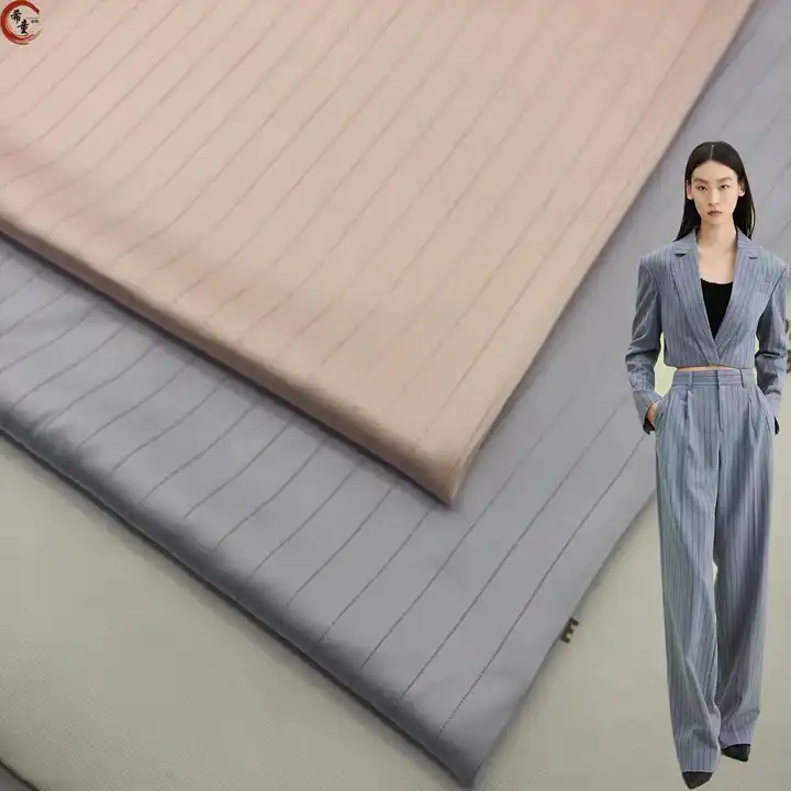 High-end Bright Silk Stripe Imitation Acetate Fabric Satin Bright Silky Drape Suit Dress Pants Fabric and pajamas